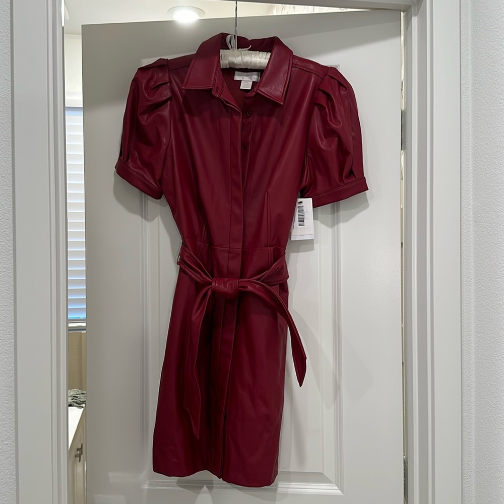 Red vegan leather dress. Rachel Parcell, NWT